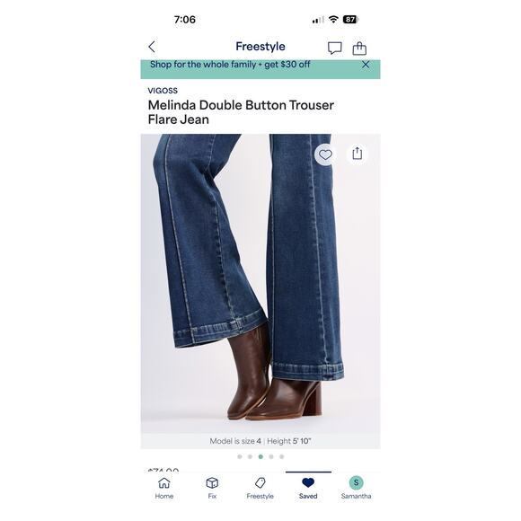 Vigoss Melinda Double Button Trouser Flare Jean - Size 31 - Picture 6 of 11